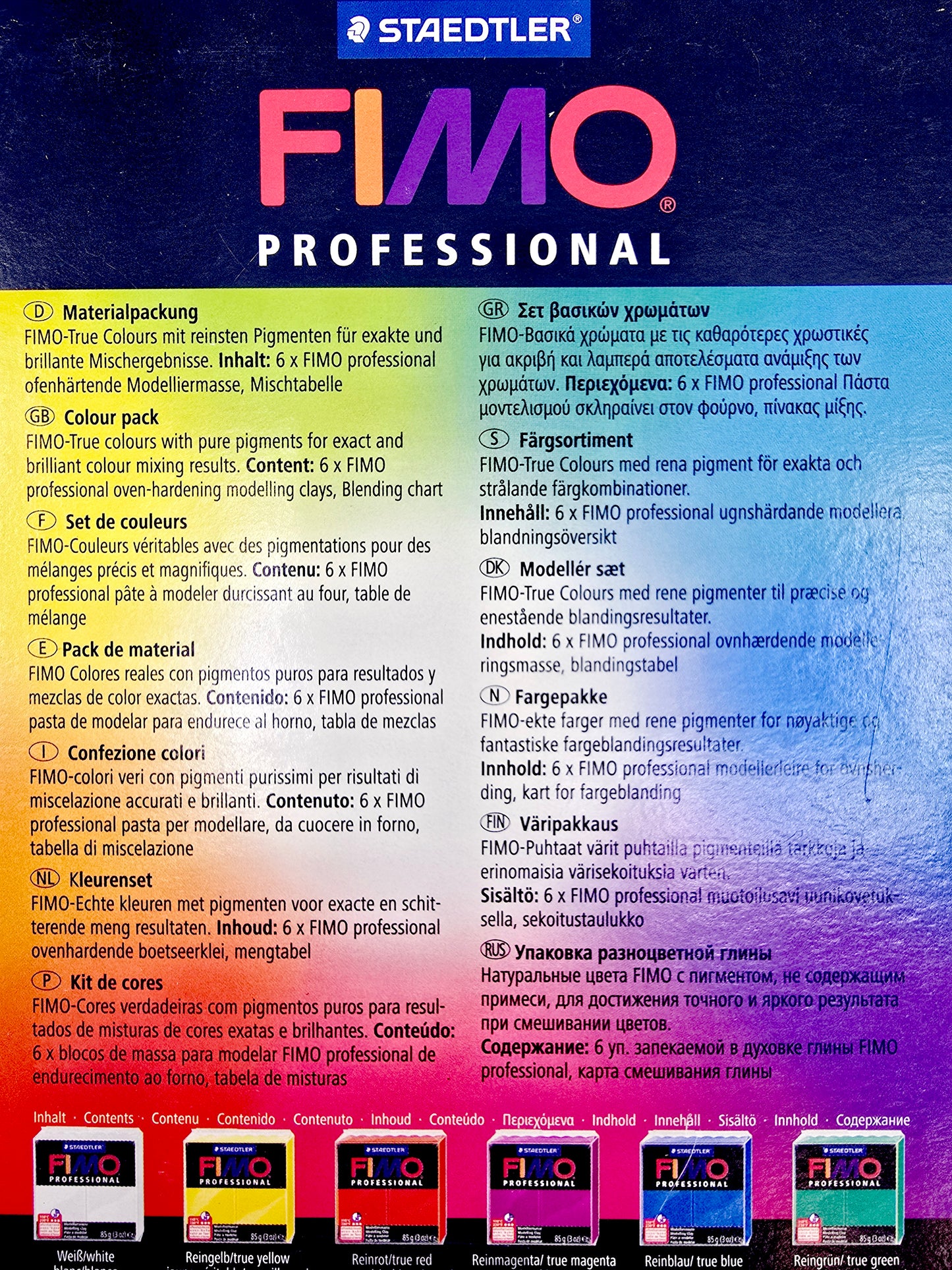 FIMO Professional True Colours STAEDTLER – Coffret de 6 couleurs