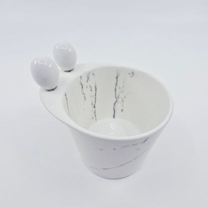 Service apéritif en bambou et céramique effet marbre (11 pièces)