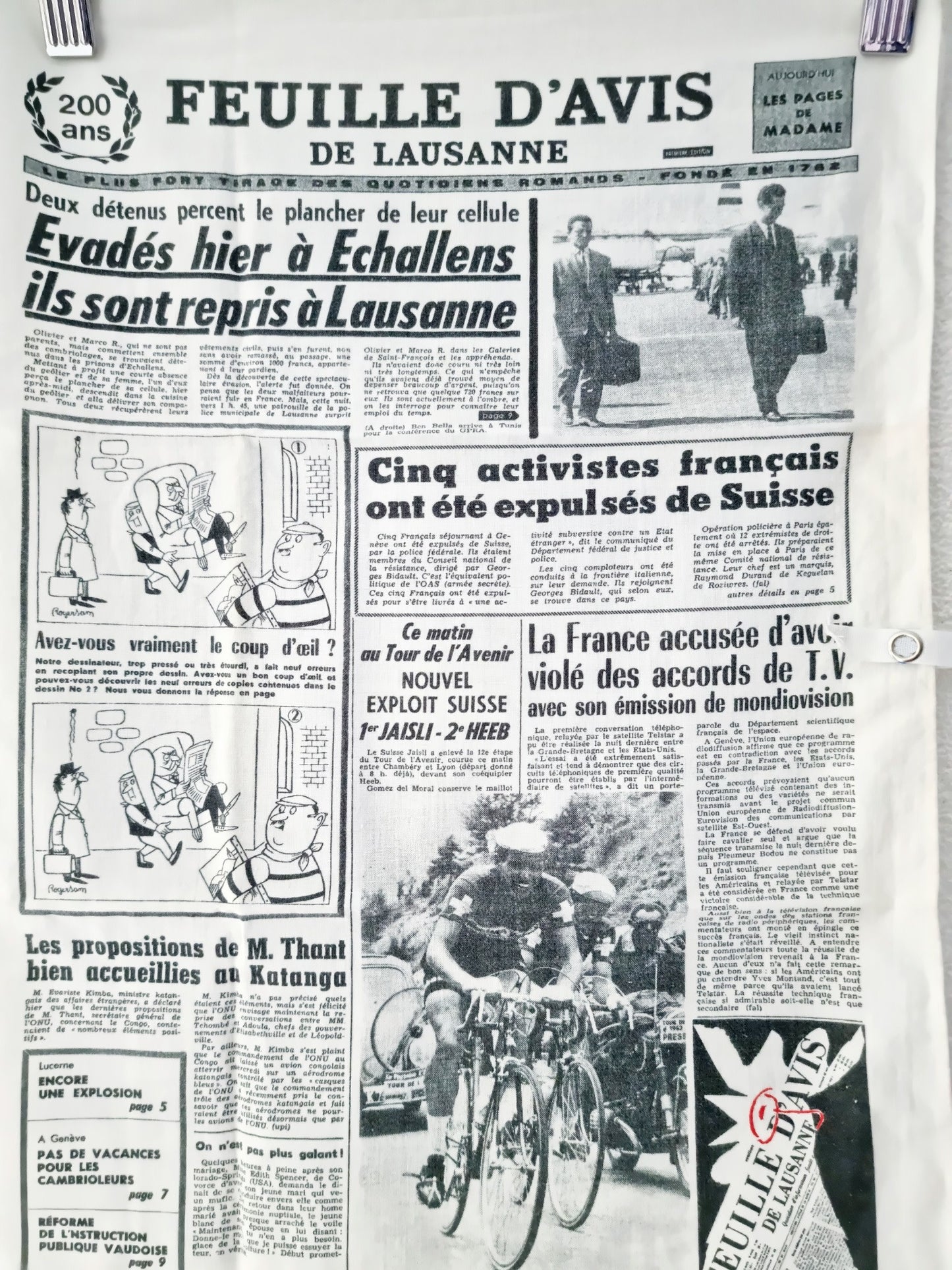 Linge de cuisine - feuille d'avis Lausanne (65 X 45 cm)