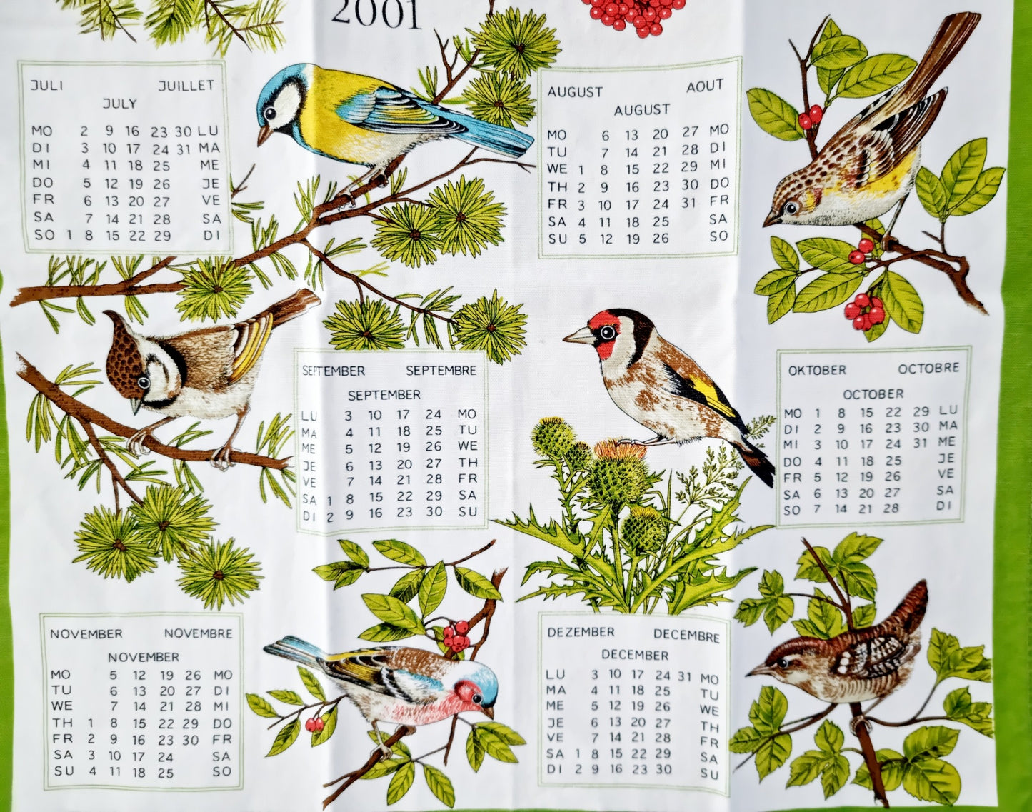 Linge de cuisine - calendrier 2001 oiseaux (60 X 40 cm )
