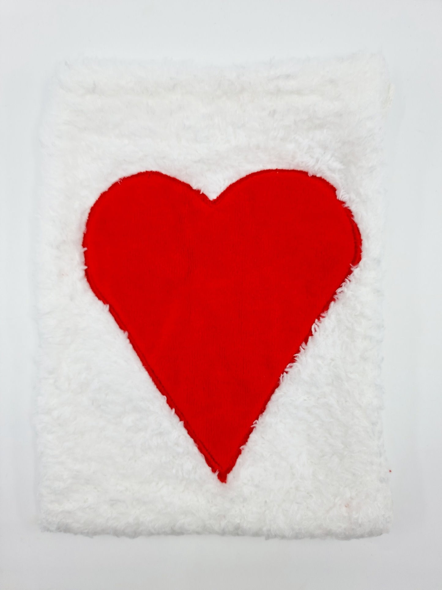 Gant de toilette blanc avec coeur rouge (21 X 16 cm)
