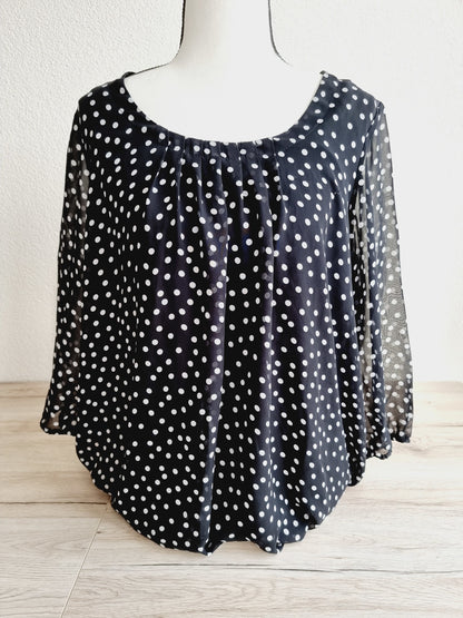 Blouse noire à pois blanc (SIZE : L/XL)