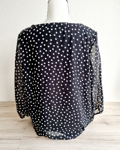 Blouse noire à pois blanc (SIZE : L/XL)