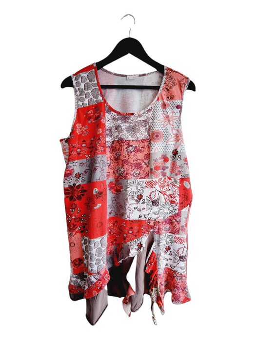 Débardeur patchwork rouge & blanche (SIZE : EUR 46)
