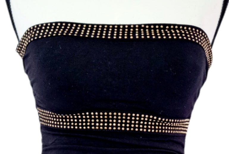 Robe bustier à strass dorés (SIZE : 34)