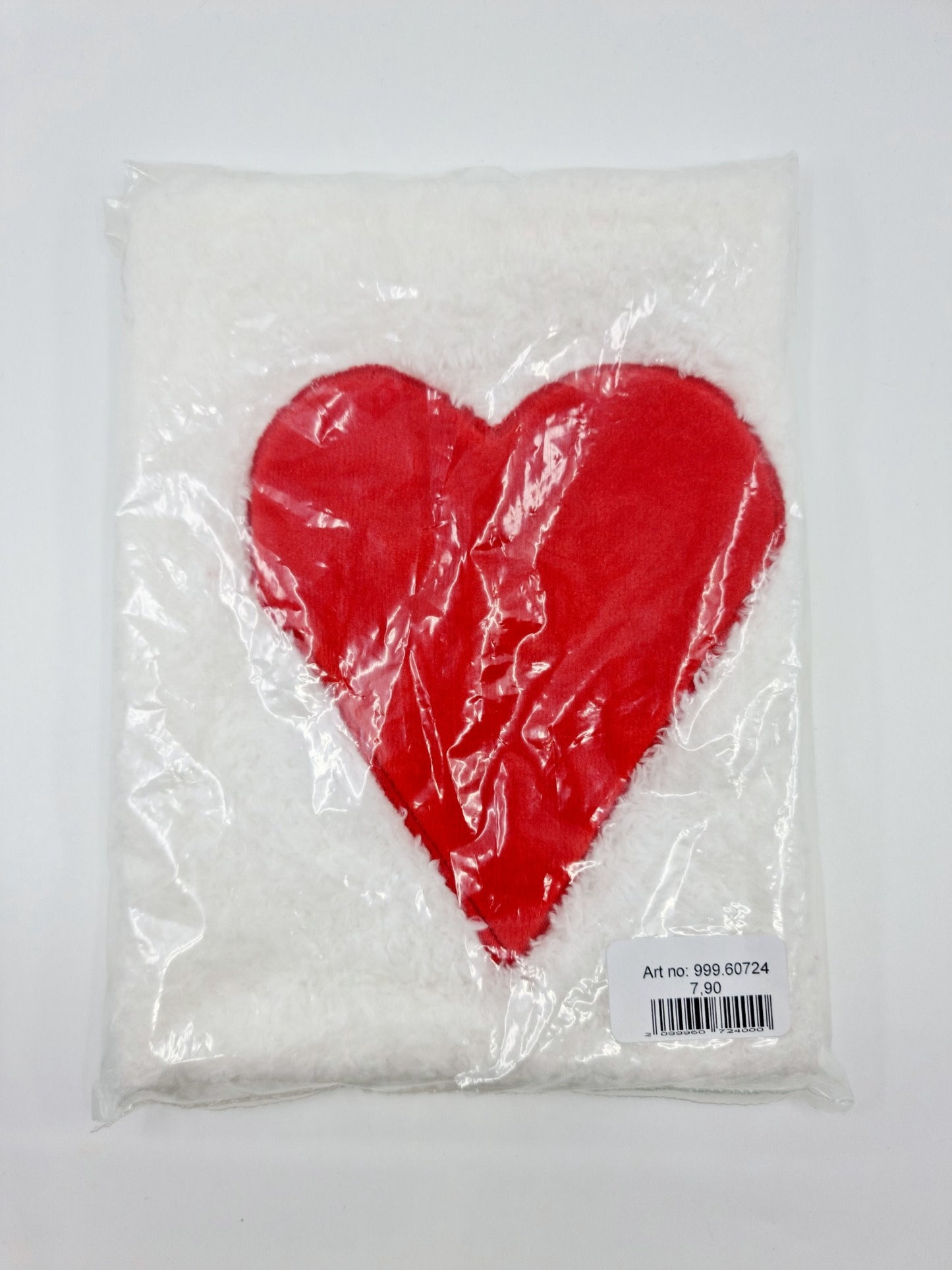 Gant de toilette blanc avec coeur rouge (21 X 16 cm)