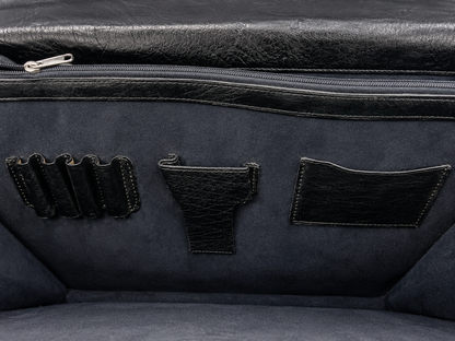 Mallette de travail en cuir noir avec serrure à combinaison