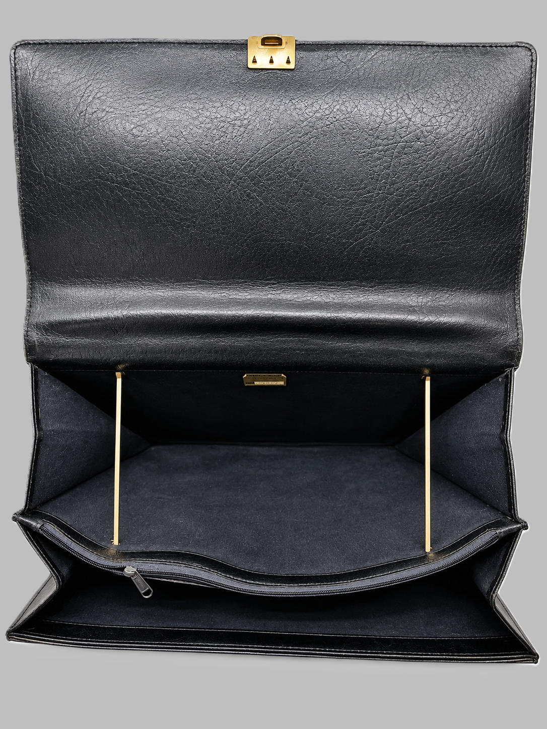Mallette de travail en cuir noir avec serrure à combinaison