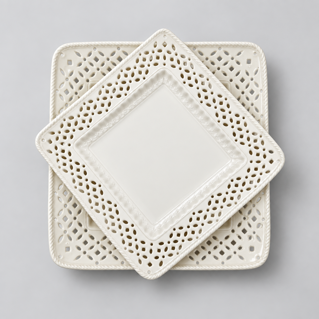 Assiettes ajourées en céramique (12 pièces)