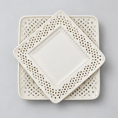 Assiettes ajourées en céramique (12 pièces)