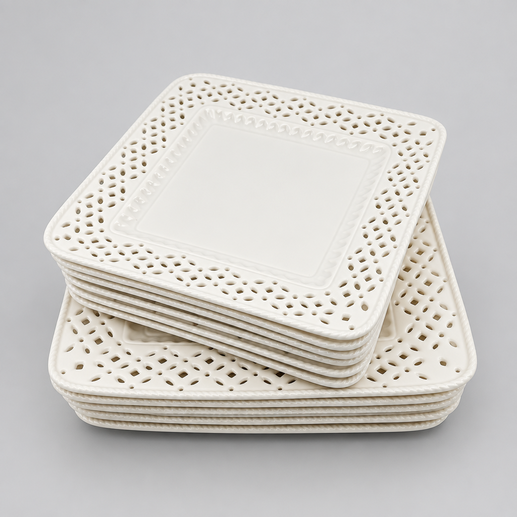 Assiettes ajourées en céramique (12 pièces)