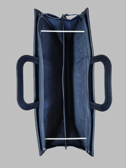 Serviette de travail en cuir noir avec poignées rétractables
