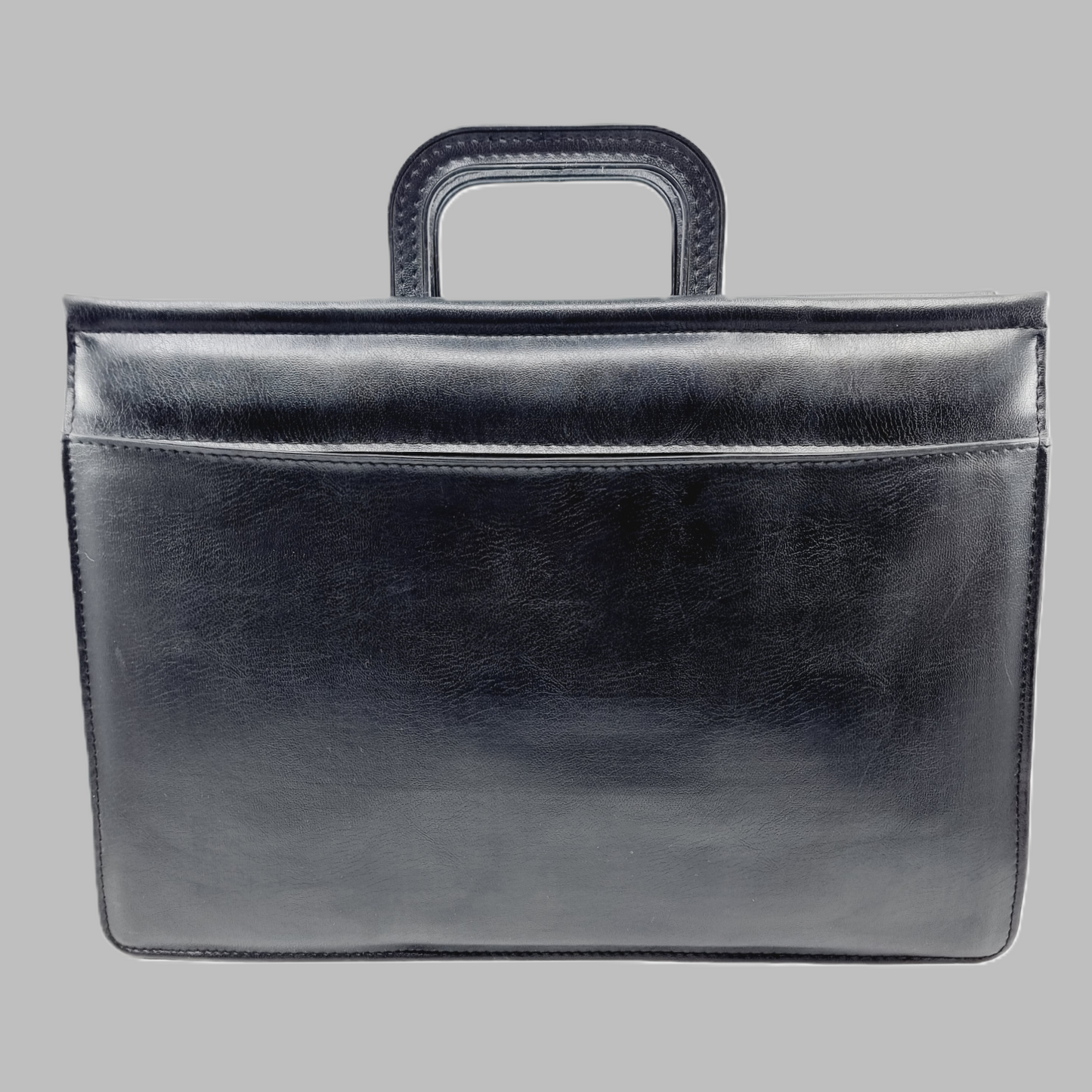 Serviette de travail en cuir noir avec poignées rétractables