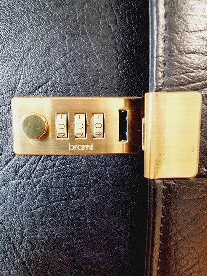 Mallette de travail en cuir noir avec serrure à combinaison