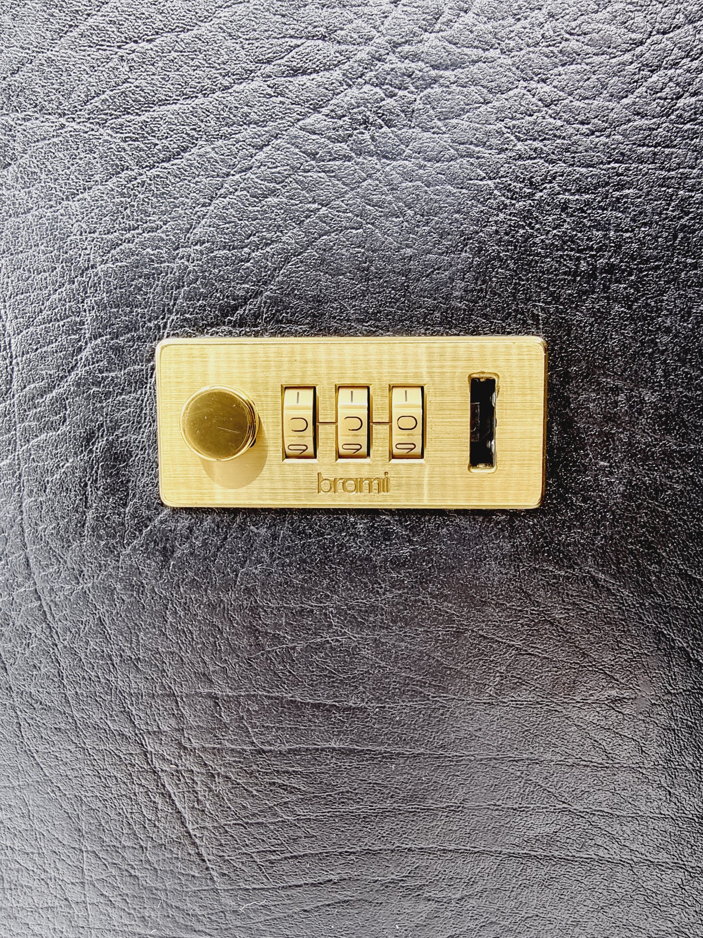 Mallette de travail en cuir noir avec serrure à combinaison