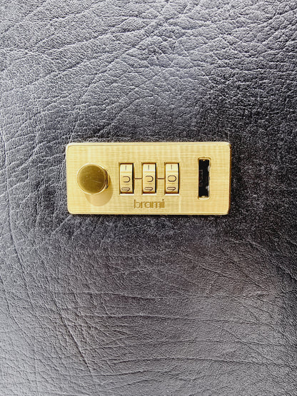 Mallette de travail en cuir noir avec serrure à combinaison