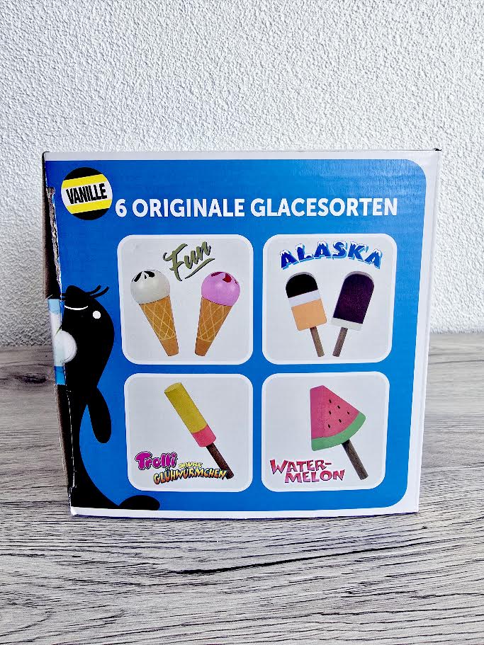 Glacière en bois avec ses 6 glaces gourmandes