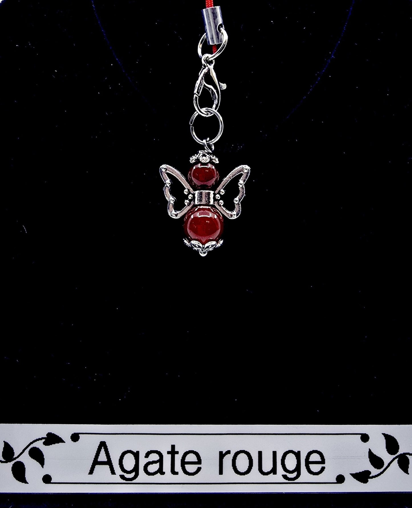 Ange porte-bonheur papillon - Agate rouge