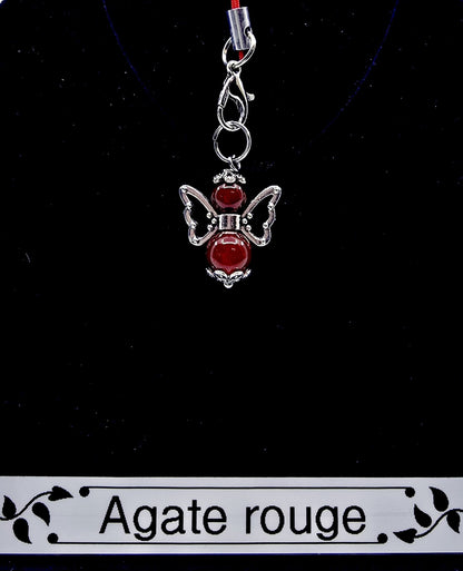 Ange porte-bonheur papillon - Agate rouge