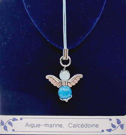 Ange porte-bonheur - Aigue-marine et calcédoine