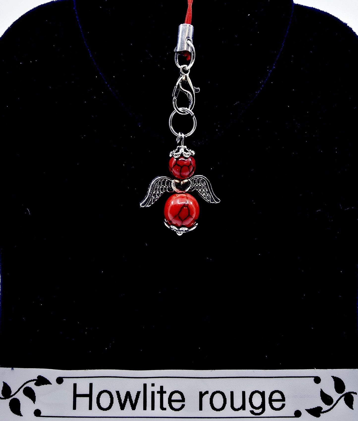 Ange porte-bonheur - Howlite rouge