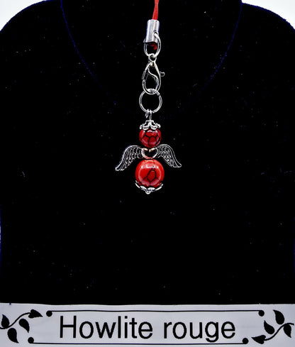 Ange porte-bonheur - Howlite rouge