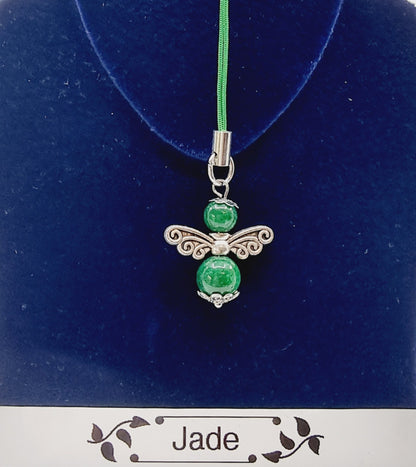 Ange porte-bonheur - Jade vert libellule