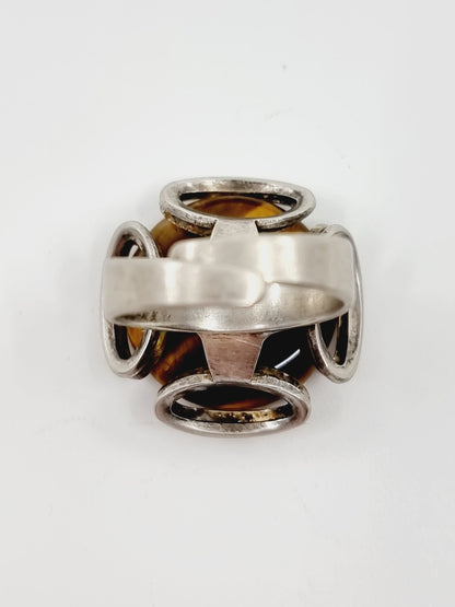 Bague oeil de tigre en argent 925 (SIZE : 56 à 58)
