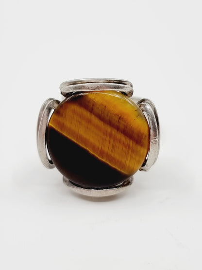 Bague oeil de tigre en argent 925 (SIZE : 56 à 58)