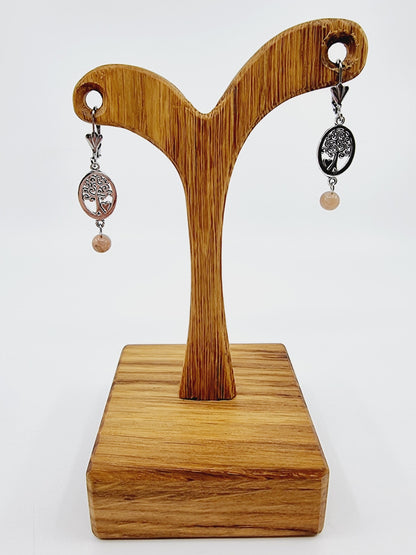 Boucles d'oreilles arbre de vie - Pierre de lune