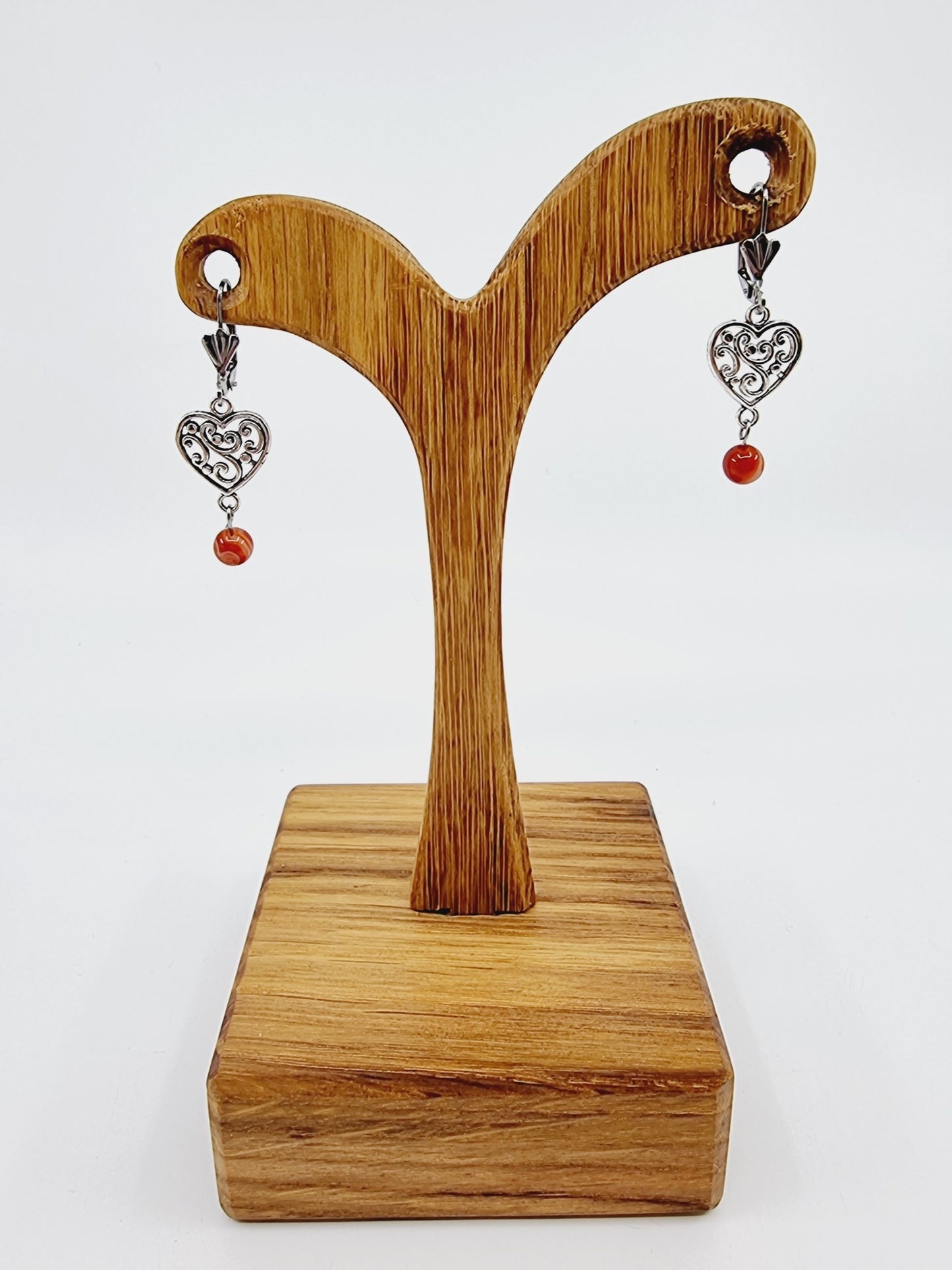 Boucles d'oreilles coeur - Cornaline