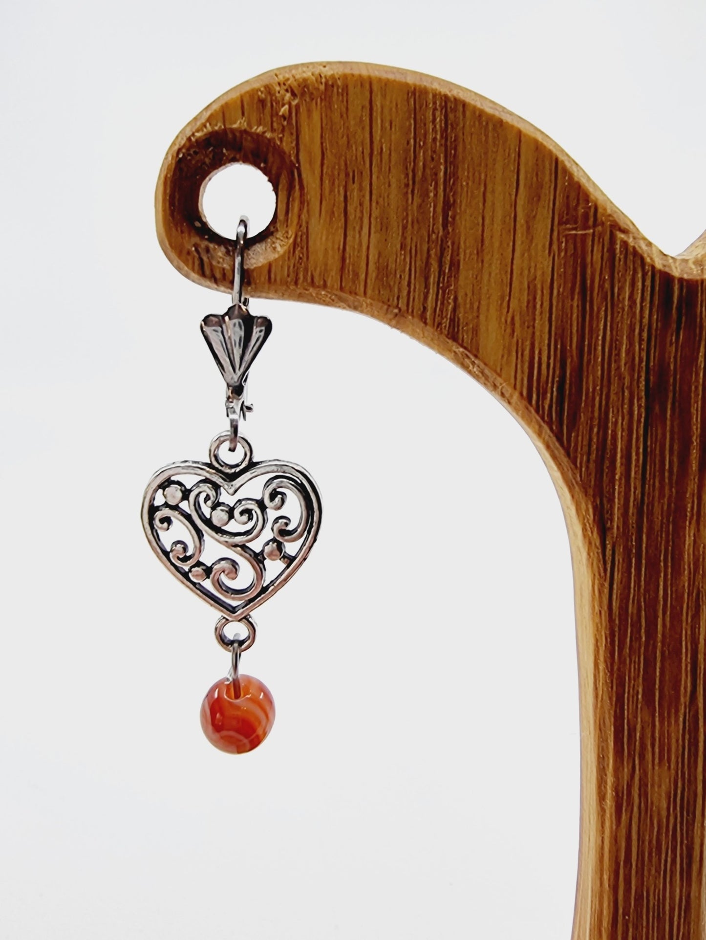 Boucles d'oreilles coeur - Cornaline