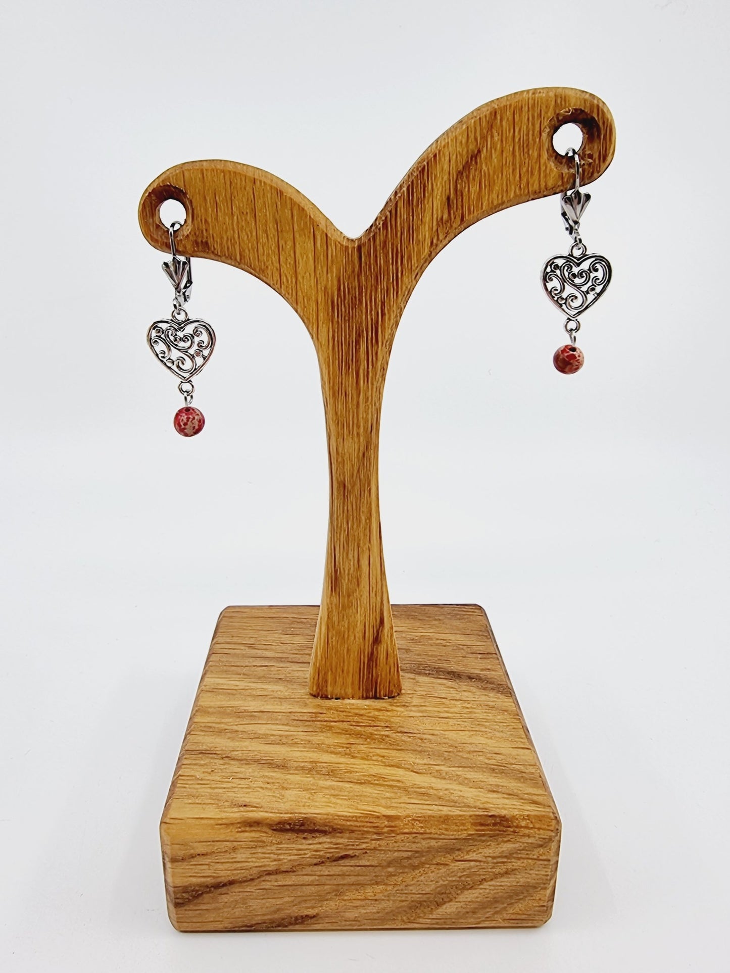 Boucles d'oreilles coeur - Jaspe impérial