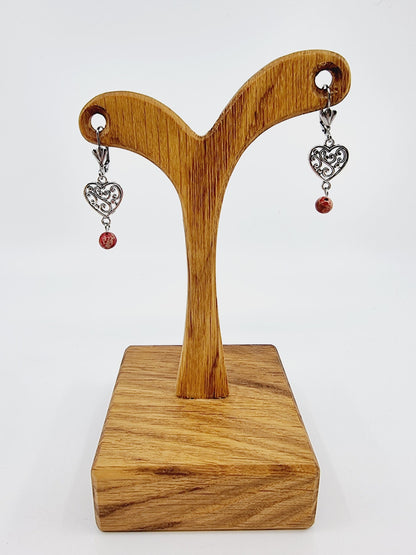 Boucles d'oreilles coeur - Jaspe impérial