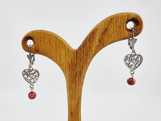 Boucles d'oreilles coeur - Jaspe impérial