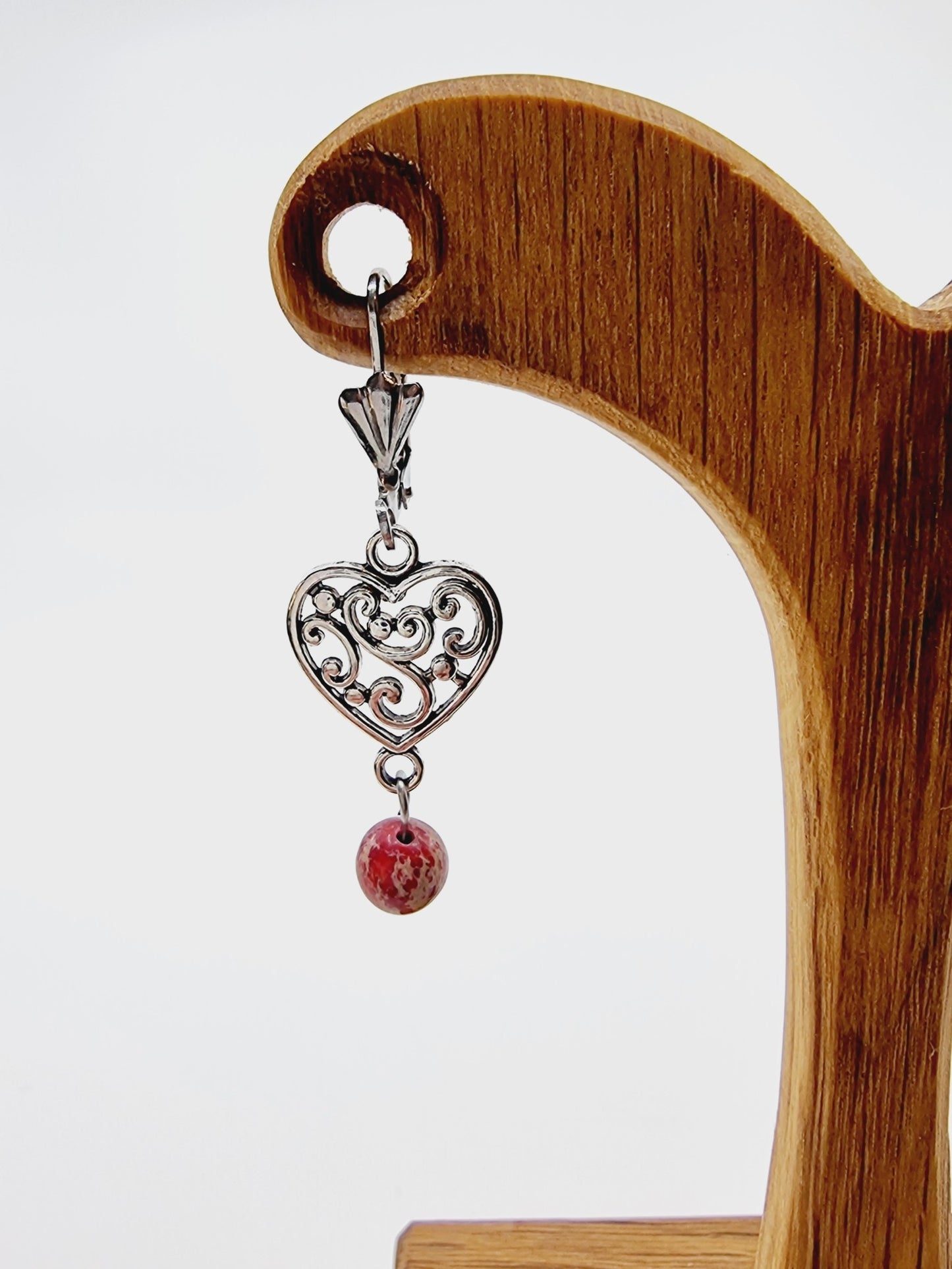 Boucles d'oreilles coeur - Jaspe impérial