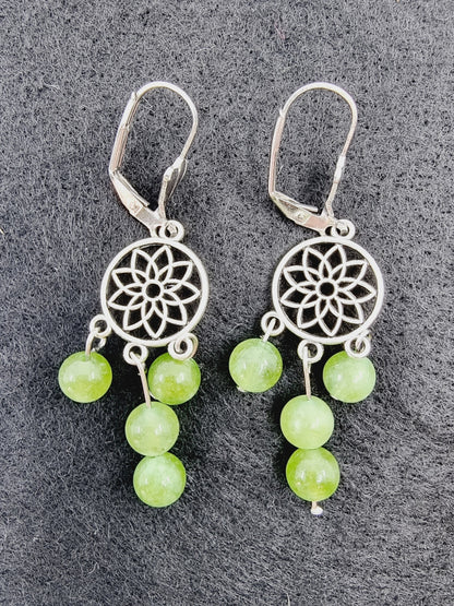 Boucles d'oreilles fleur de vie - Péridot