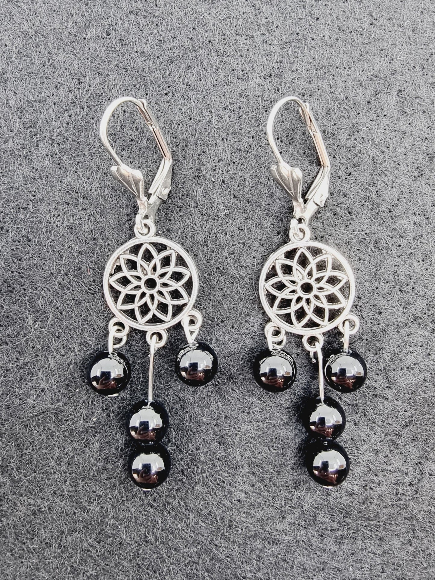 Boucles d'oreilles fleur de vie - Tourmaline