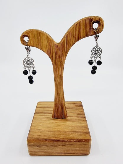 Boucles d'oreilles fleur de vie - Tourmaline