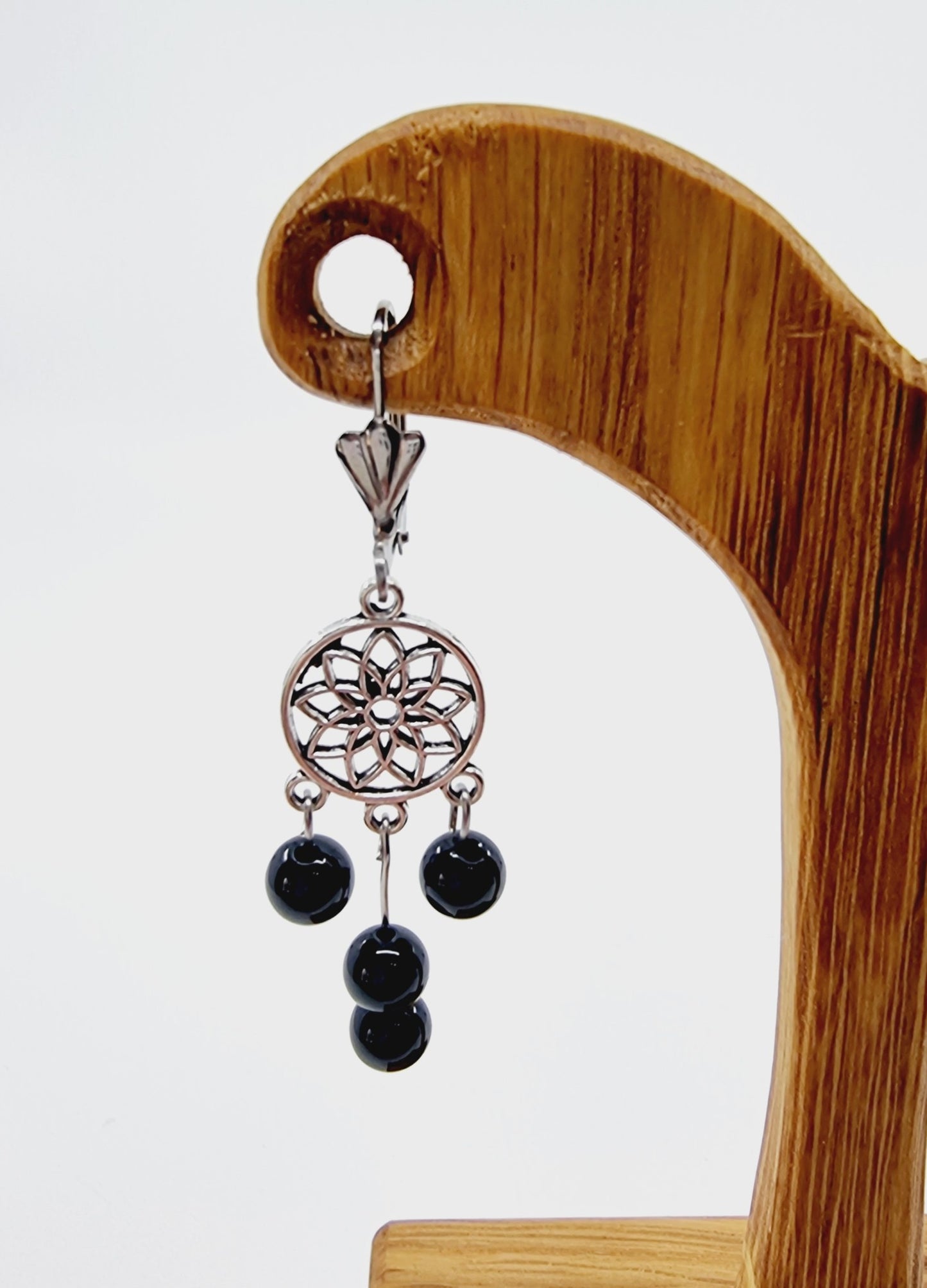 Boucles d'oreilles fleur de vie - Tourmaline