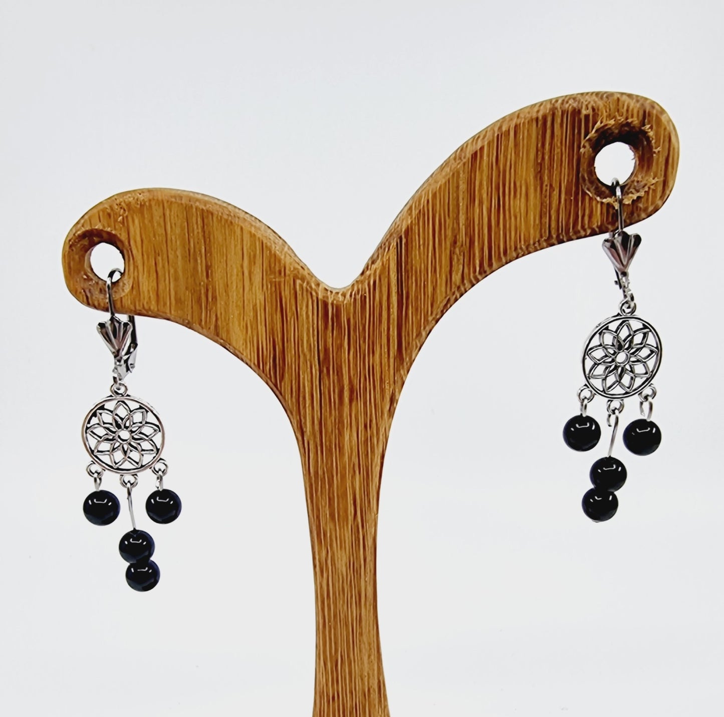 Boucles d'oreilles fleur de vie - Tourmaline