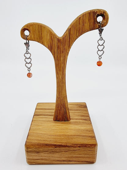 Boucles d'oreilles trio de coeurs - Cornaline