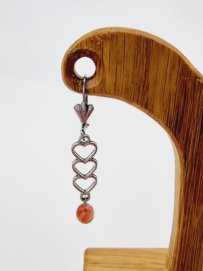 Boucles d'oreilles trio de coeurs - Cornaline