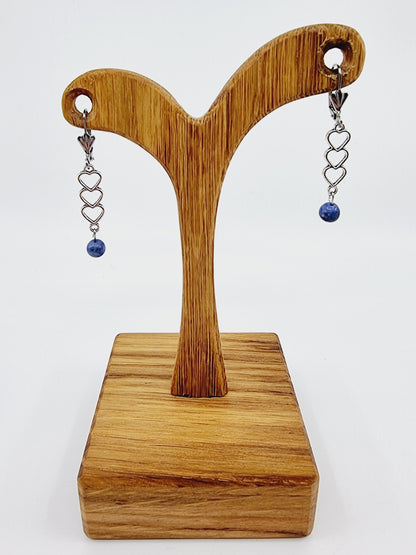 Boucles d'oreilles trio de coeurs - Sodalite
