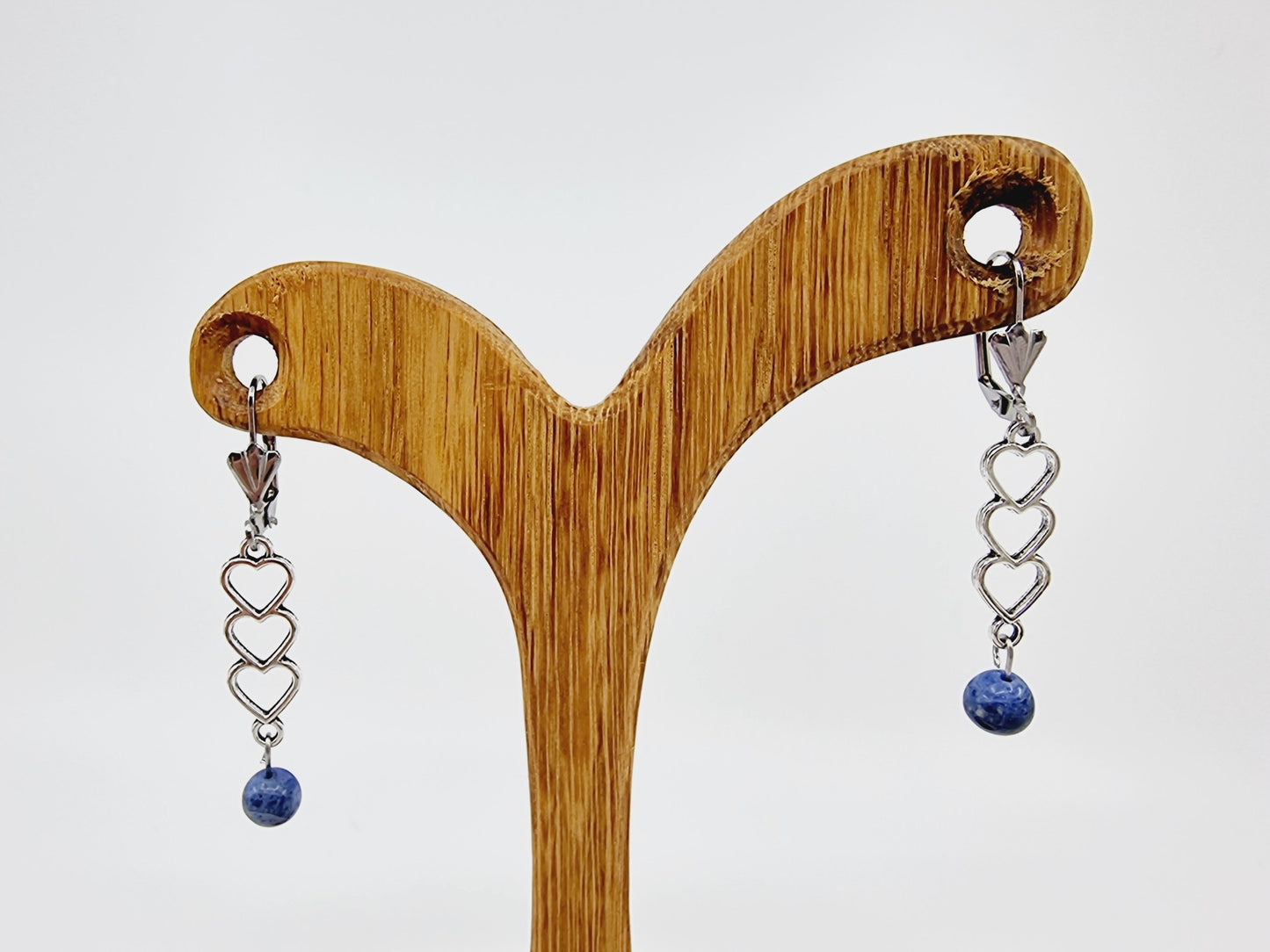 Boucles d'oreilles trio de coeurs - Sodalite