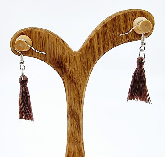 Boucles d'oreilles pompon - cacao