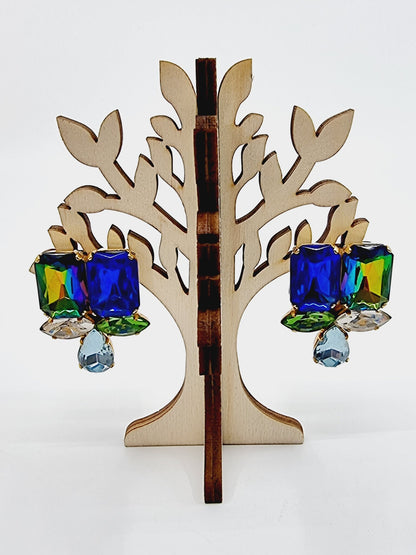 Boucles d'oreilles clips - cristaux de couleur