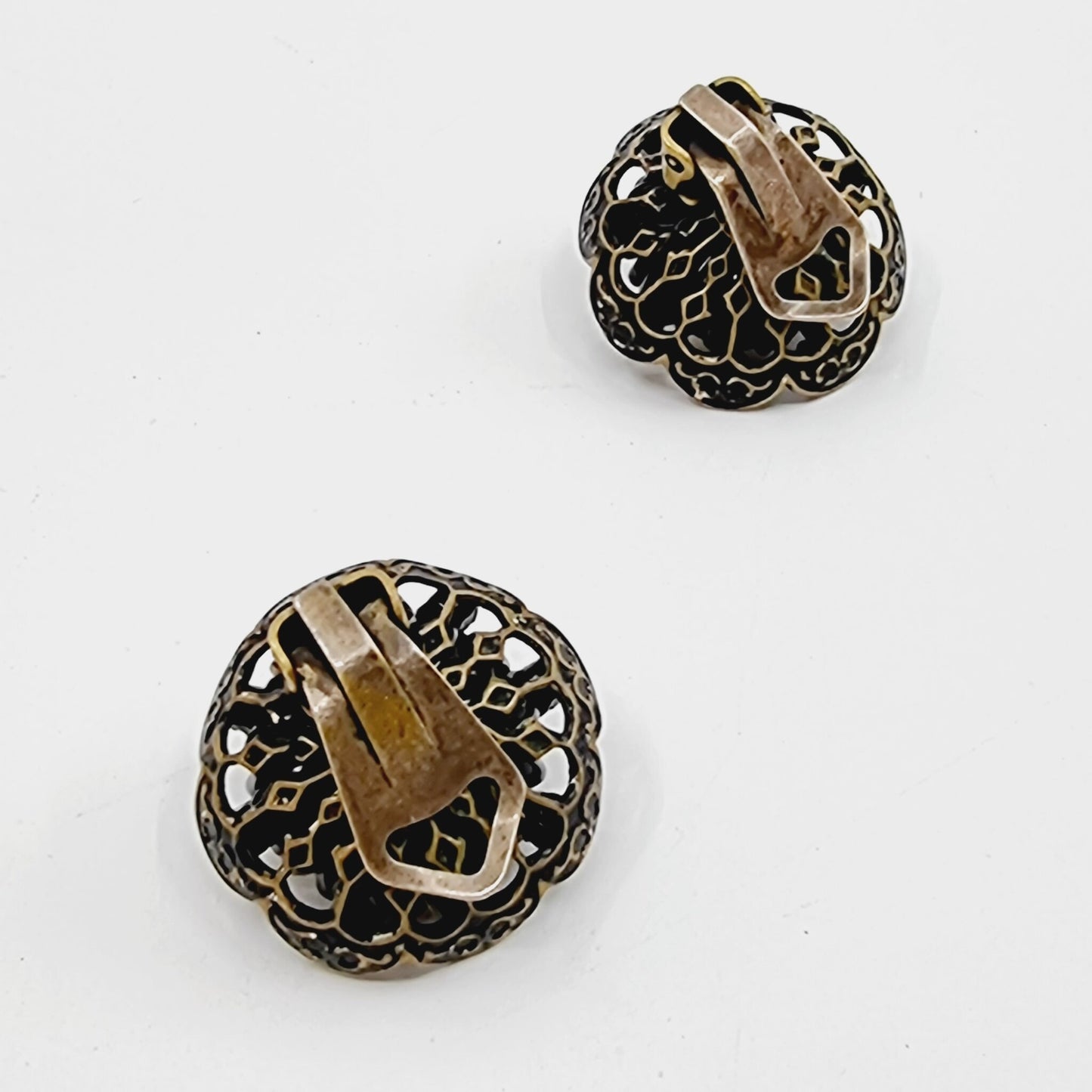 Boucles d'oreilles clips - fleurs vertes