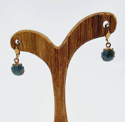 Boucles d'oreilles - coquillage bleu