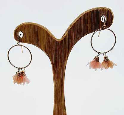 Boucles d'oreilles - dorées à fleurs